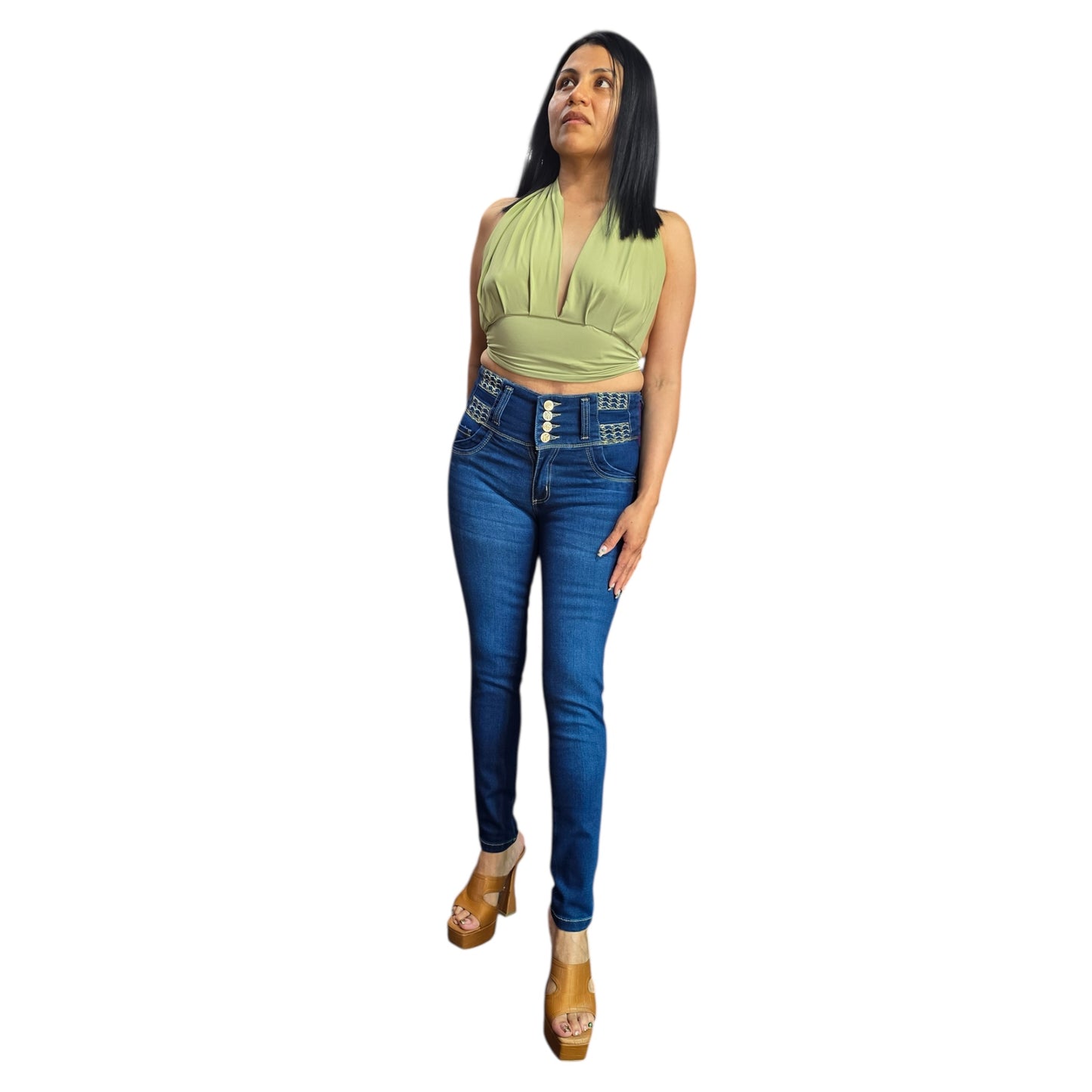 High-Waisted Colombian Jeans Light Blue