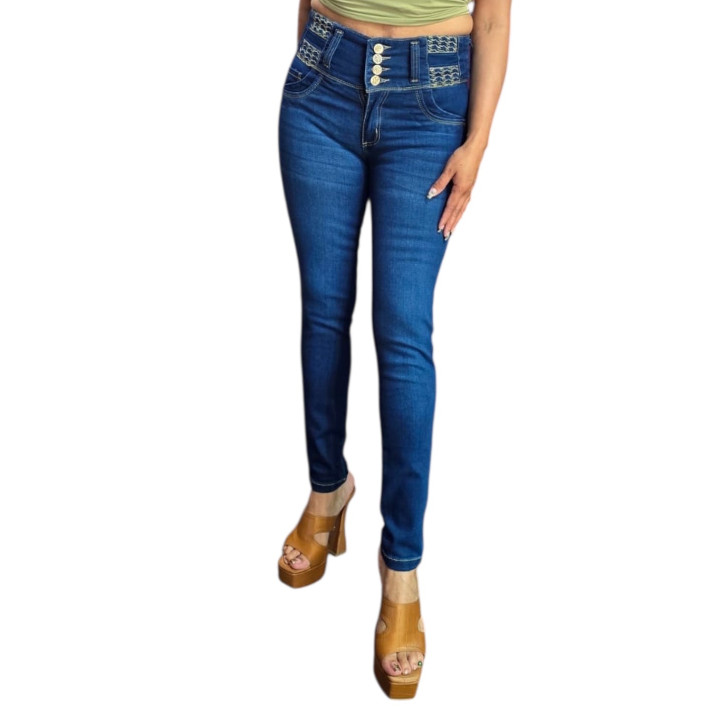 High-Waisted Colombian Jeans Light Blue