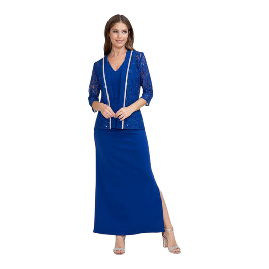 2-Piece Sequin Lace Jacket & Ruched Long Dress – Lenovia