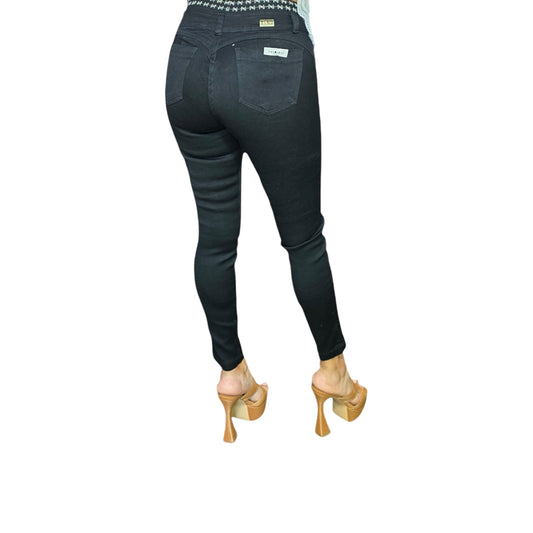 Colombian Black Jeans with Pattern Waistband