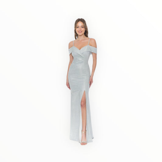 Two Shade Metallic Sweetheart Off Shoulder Dress – Lenovia